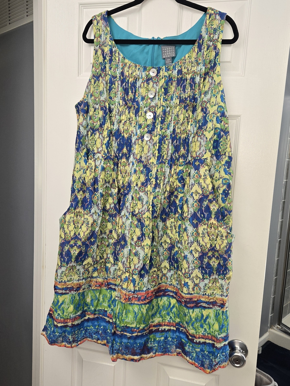 Rabbit Rabbit Rabbit Teal & Multicolor Abstract Print Sleeveless Dress 16W